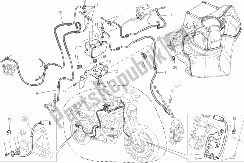 Todas as partes de Abs Do Sistema De Travagem do Ducati Monster 696 ABS 2013